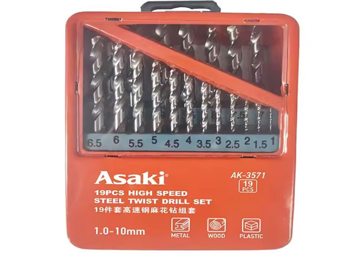 1-10mm Bộ mũi khoan inox / sắt 19 chi tiết Asaki AK-3571