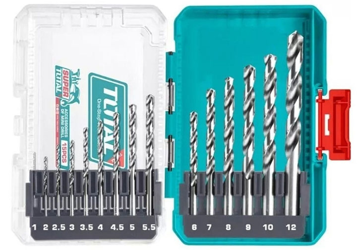 1-12mm Bộ mũi khoan sắt HSS M2 15 chi tiết Total TACSDL51508 1-12mm Bộ mũi khoan sắt HSS M2 15 chi tiết Total TACSDL51508