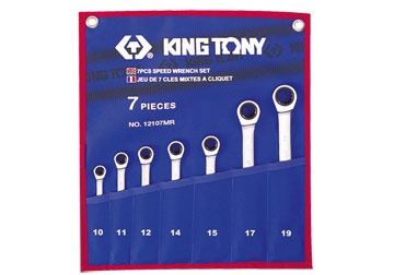 10-19mm bộ cờ lê vòng miệng 7 cái hệ mét Kingtony 12107MR
