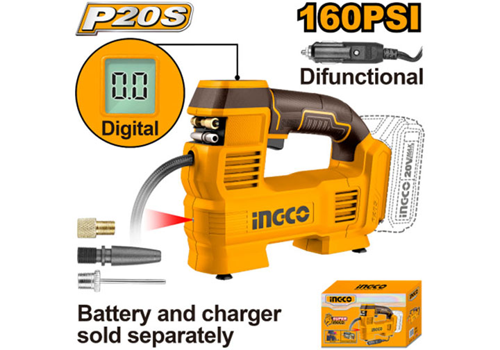 20V Máy bơm hơi dùng pin (chỉ thân máy) Ingco CACLI2012 20V Máy bơm hơi dùng pin (chỉ thân máy) Ingco CACLI2012