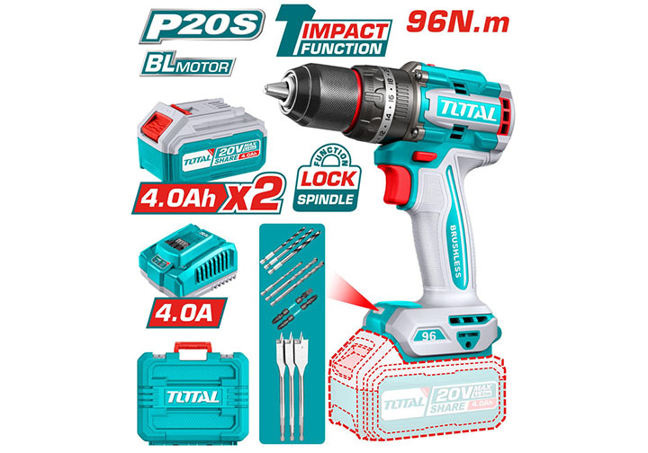 20V Máy khoan búa dùng pin 96Nm Total TIDLI20968 20V Máy khoan búa dùng pin 96Nm Total TIDLI20968