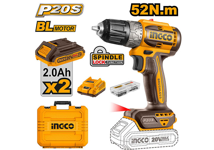 20V Máy khoan vặn vít 52N.m dùng pin Ingco CDLI20453 20V Máy khoan vặn vít 52N.m dùng pin Ingco CDLI20453