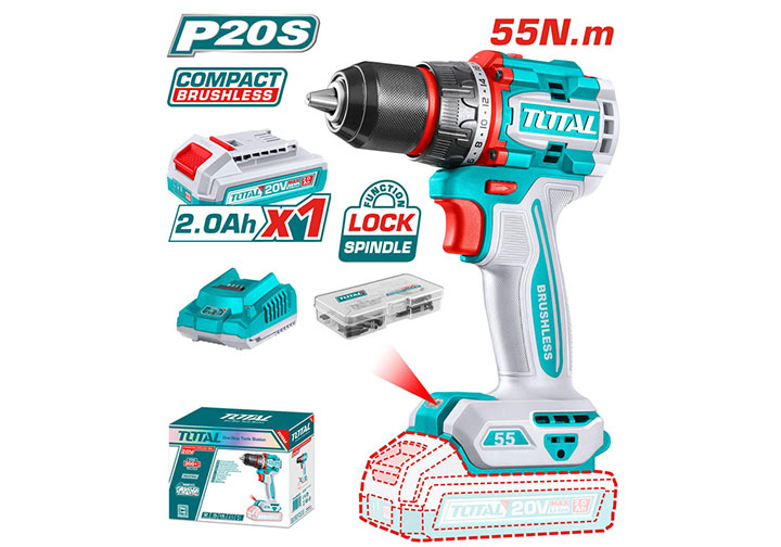 20V Máy khoan vặn vít 55N.m dùng pin Total TDLI205582 20V Máy khoan vặn vít 55N.m dùng pin Total TDLI205582