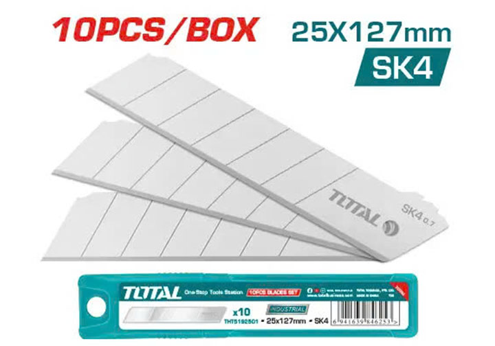 25x127mm Bộ lưỡi dao rọc 10 chi tiết Total THT5192501 25x127mm Bộ lưỡi dao rọc 10 chi tiết Total THT5192501