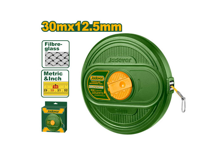 30mx12.5mm Thước cuộn sợi thủy tinh hệ inch và mét Jadever JDMT2530 30mx12.5mm Thước cuộn sợi thủy tinh hệ inch và mét Jadever JDMT2530