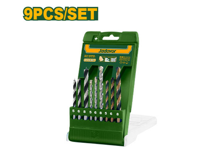 5-6-8mm Bộ mũi khoan gỗ, kim loại và bê tông 9 chi tiết Jadever JDTD6B01