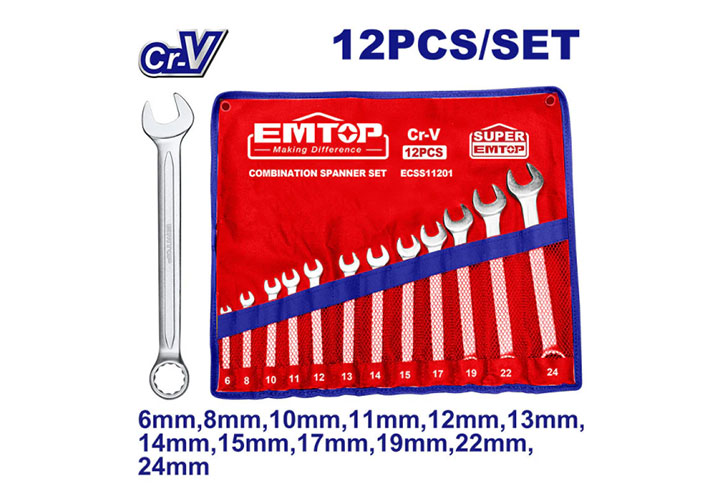 6-24mm Bộ cờ lê vòng miệng 12 chi tiết Emtop ECSS11201