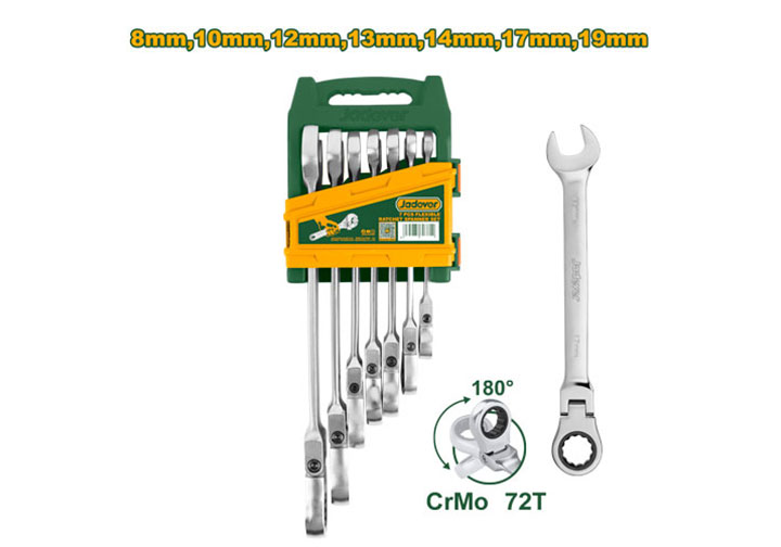 8-19mm Bộ cờ lê vòng miệng tự động lắc léo 7 chi tiết Jadever JDSP5207