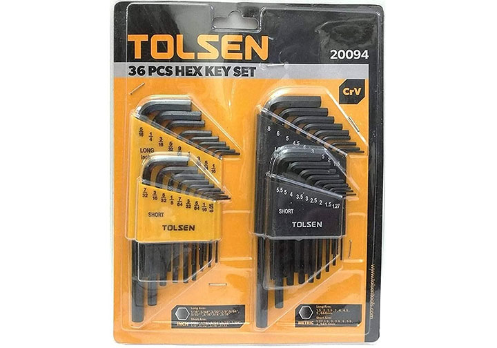 Bộ lục giác đầu bằng hệ mét và inch 36 chi tiết Tolsen 20094 Bộ lục giác đầu bằng hệ mét và inch 36 chi tiết Tolsen 20094