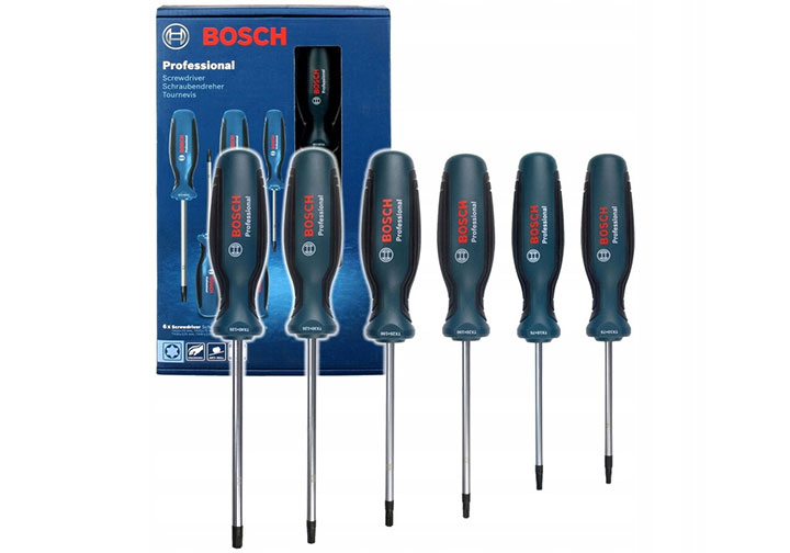 Bộ tuốc nơ vít đầu sao Torx 6 chi tiết Bosch 1600A01V09 Bộ tuốc nơ vít đầu sao Torx 6 chi tiết Bosch 1600A01V09