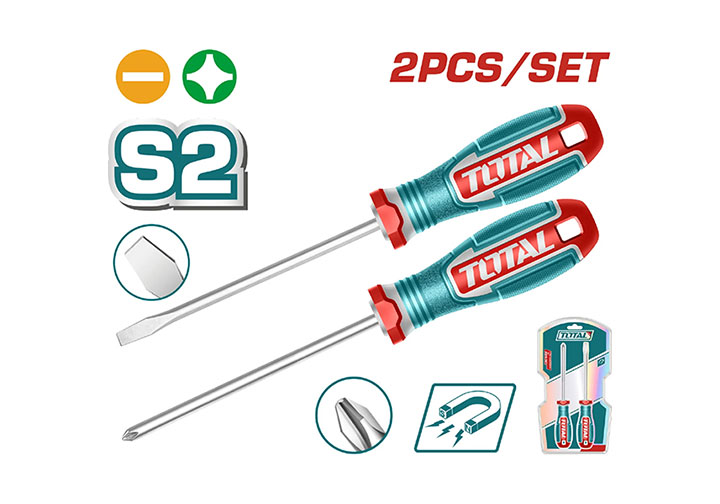 Bộ tuốc nơ vít dẹp và bake 2 chi tiết Total TKSDS0226