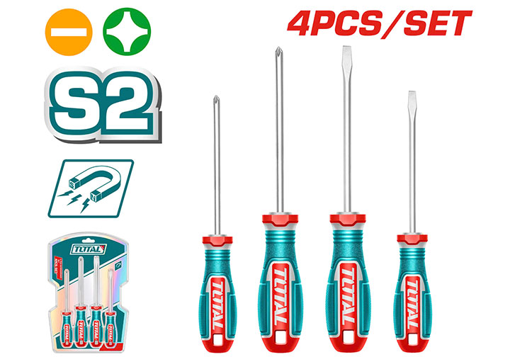 Bộ tuốc nơ vít dẹp và bake 4 chi tiết Total TKSDS0426 Bộ tuốc nơ vít dẹp và bake 4 chi tiết Total TKSDS0426