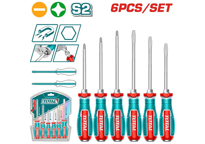 Bộ tuốc nơ vít đóng đa năng 6 chi tiết Total TGTST0606 Bộ tuốc nơ vít đóng đa năng 6 chi tiết Total TGTST0606