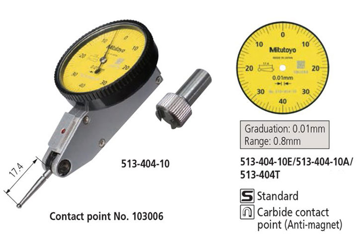 0.08mm Đồng hồ so chân gập Mitutoyo 513-404-10E 0.08mm Đồng hồ so chân gập Mitutoyo 513-404-10E