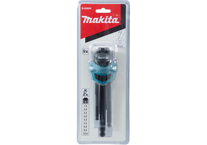 1.5-10mm Bộ lục giác bi 9 chi tiết Makita B-65894 1.5-10mm Bộ lục giác bi 9 chi tiết Makita B-65894