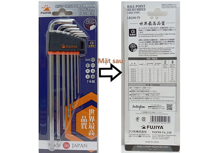 1.5-6mm Bộ lục giác dài đầu bi Fujiya LB330-7S 1.5-6mm Bộ lục giác dài đầu bi Fujiya LB330-7S