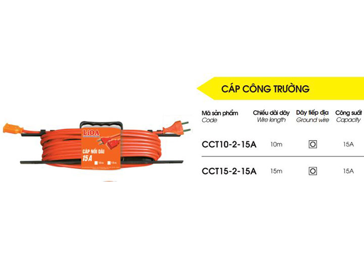10m Dây cáp điện công trường 15A Lioa CCT10-2-15A 10m Dây cáp điện công trường 15A Lioa CCT10-2-15A