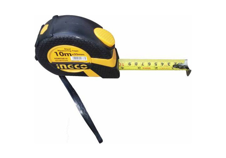 10mx25mm Thước cuộn thép nền vàng INGCO HSMT0810 10mx25mm Thước cuộn thép nền vàng INGCO HSMT0810