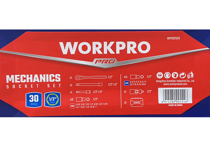 1/2" Bộ tuýp 30 chi tiết Workpro WP202525 1/2" Bộ tuýp 30 chi tiết Workpro WP202525