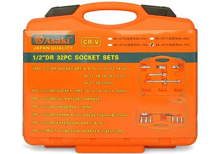 1/2" Bộ tuýp 32 chi tiết Asaki AK-9773 1/2" Bộ tuýp 32 chi tiết Asaki AK-9773