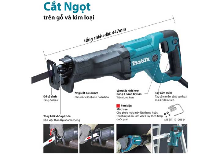 1200W Máy cưa kiếm Makita JR3051TK 1200W Máy cưa kiếm Makita JR3051TK