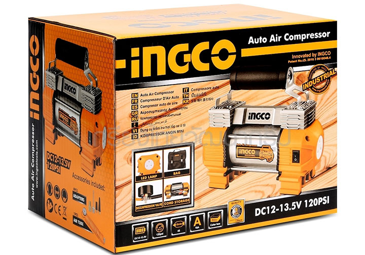12V Máy kiểm tra hơi lốp xe ô tô Ingco AAC2508 12V Máy kiểm tra hơi lốp xe ô tô Ingco AAC2508