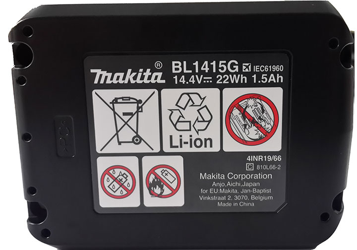 14.4V/1.5Ah Pin Lithium-Ion chân gài trắng Makita BL1415G 14.4V/1.5Ah Pin Lithium-Ion chân gài trắng Makita BL1415G