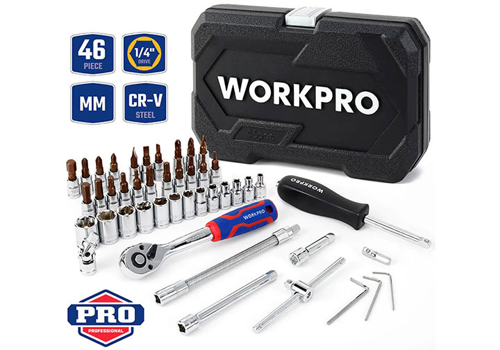1/4" Bộ tuýp 4-14mm 46 chi tiết Workpro WP202540 1/4" Bộ tuýp 4-14mm 46 chi tiết Workpro WP202540