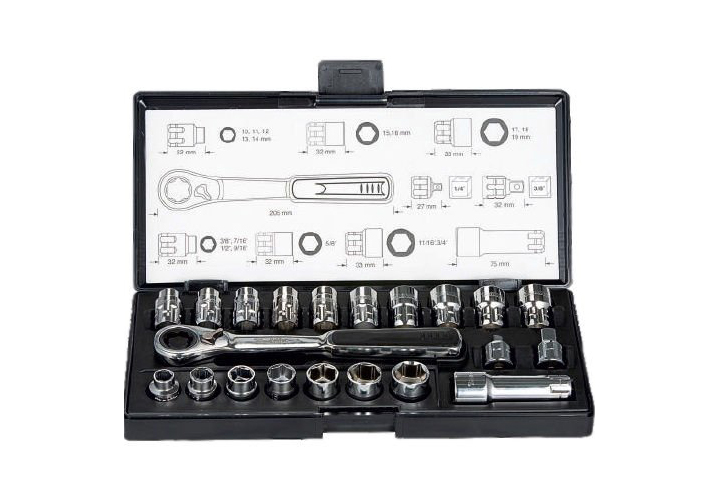 1/4 và 3/8" Bộ tuýp 21 chi tiết Makita B-65604 1/4 và 3/8" Bộ tuýp 21 chi tiết Makita B-65604