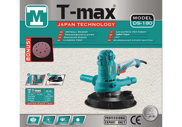 180mm Máy chà nhám tường 950W T-Max DS-180 180mm Máy chà nhám tường 950W T-Max DS-180
