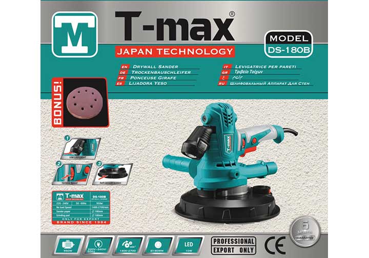 180mm Máy chà nhám tường đèn chùm 950W T-Max DS-180B 180mm Máy chà nhám tường đèn chùm 950W T-Max DS-180B