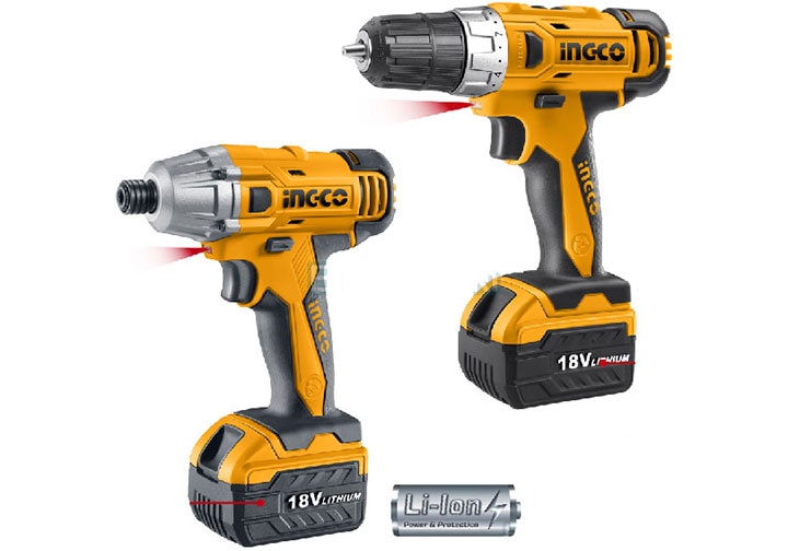 18V Bộ combo máy khoan và máy siết vít dùng pin INGCO CKLI18021 18V Bộ combo máy khoan và máy siết vít dùng pin INGCO CKLI18021