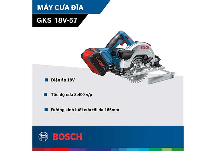 18V Máy cưa đĩa dùng pin 165mm Bosch GKS 18V-57 (Solo) 18V Máy cưa đĩa dùng pin 165mm Bosch GKS 18V-57 (Solo)
