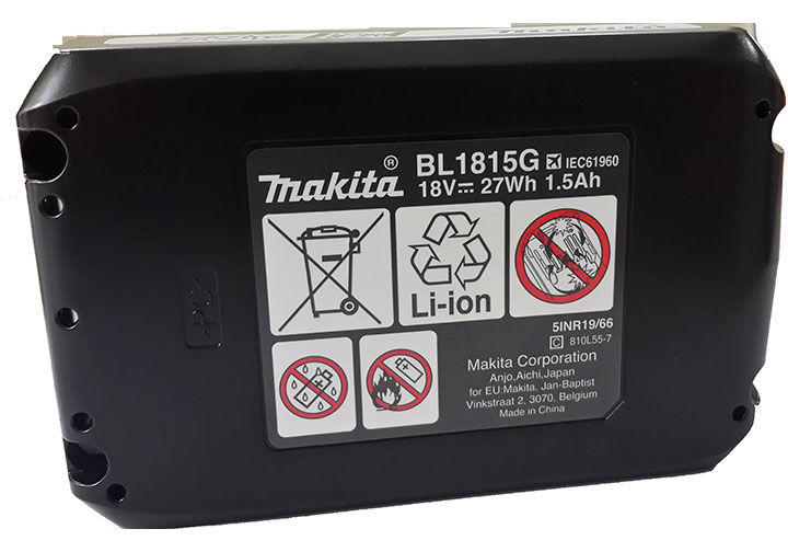 18V/1.5Ah Pin Lithium-Ion chân gài trắng Makita BL1815G 18V/1.5Ah Pin Lithium-Ion chân gài trắng Makita BL1815G