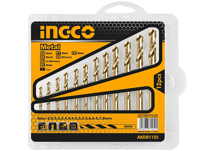 2-8mm Bộ 12 mũi khoan kim loại HSS INGCO AKDB1125 2-8mm Bộ 12 mũi khoan kim loại HSS INGCO AKDB1125