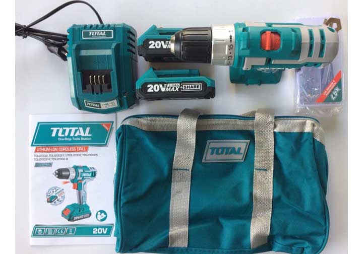 20V Máy khoan vặn vít dùng pin 47 chi tiết Total TDLI2002 20V Máy khoan vặn vít dùng pin 47 chi tiết Total TDLI2002