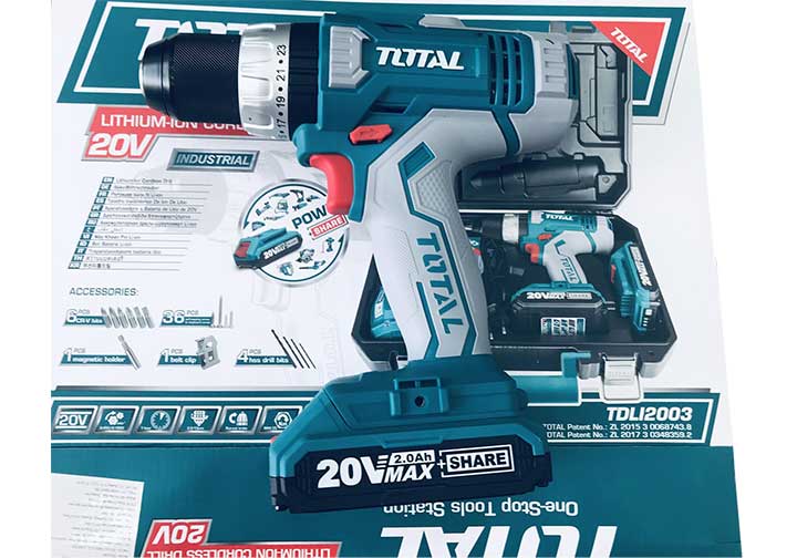 20V Máy khoan vặn vít dùng pin 47 chi tiết Total TDLI2003 20V Máy khoan vặn vít dùng pin 47 chi tiết Total TDLI2003