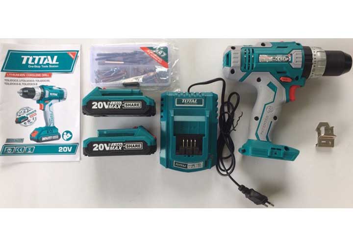 20V Máy khoan vặn vít dùng pin 47 chi tiết Total TDLI2003 20V Máy khoan vặn vít dùng pin 47 chi tiết Total TDLI2003