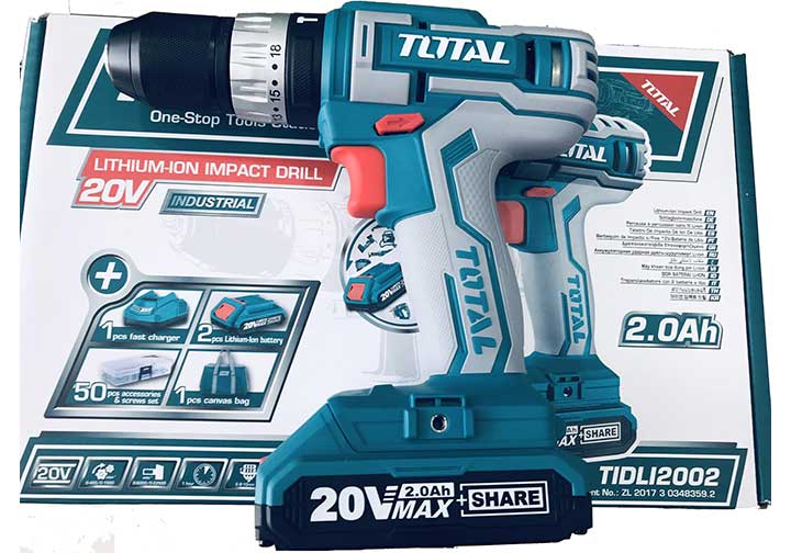 20V Máy khoan vặn vít dùng pin 50 chi tiết Total TIDLI2002 20V Máy khoan vặn vít dùng pin 50 chi tiết Total TIDLI2002