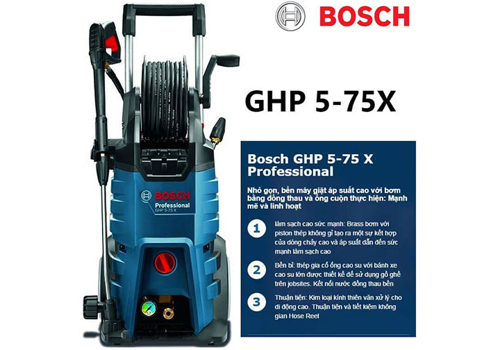 2600W Máy phun xịt rửa cao áp Bosch GHP 5-75X 2600W Máy phun xịt rửa cao áp Bosch GHP 5-75X