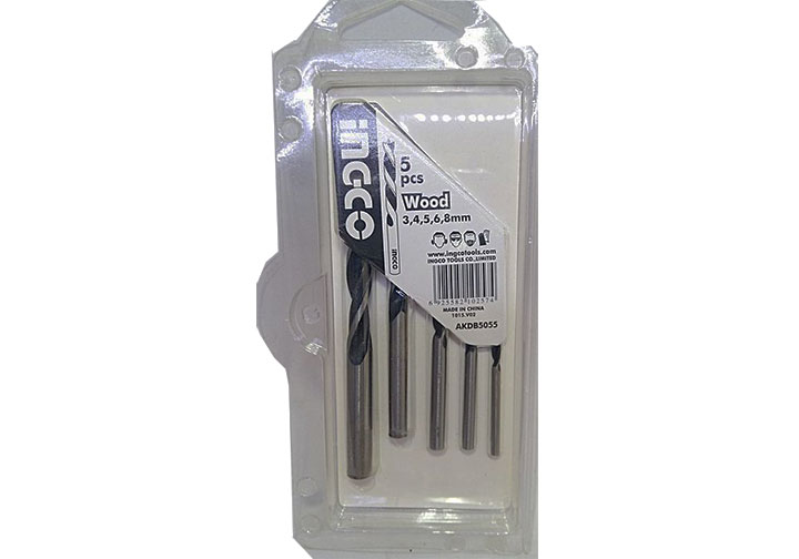 3-8mm Bộ 5 mũi khoan gỗ INGCO AKDB5055 3-8mm Bộ 5 mũi khoan gỗ INGCO AKDB5055