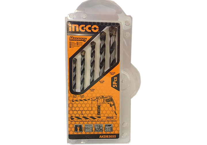 4-10mm Bộ 5 mũi khoan bê tông đuôi trơn INGCO AKDB3055 4-10mm Bộ 5 mũi khoan bê tông đuôi trơn INGCO AKDB3055