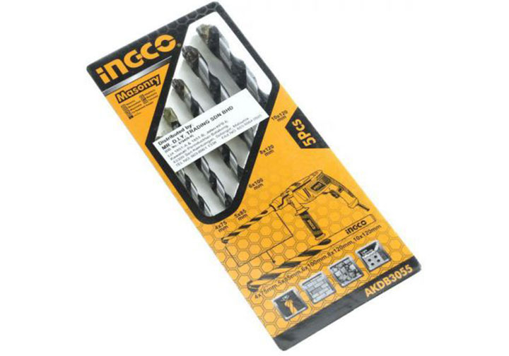 4-10mm Bộ 5 mũi khoan bê tông đuôi trơn INGCO AKDB3055 4-10mm Bộ 5 mũi khoan bê tông đuôi trơn INGCO AKDB3055