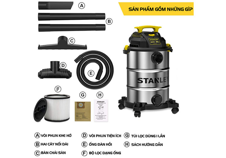 4000W Máy hút bụi 3 chức năng (Khô, Ướt, Thổi) Stanley SL19417-8A 4000W Máy hút bụi 3 chức năng (Khô, Ướt, Thổi) Stanley SL19417-8A