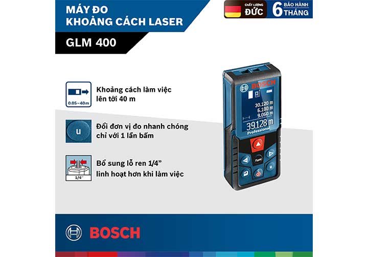 40m Máy đo khoảng cách tia laser Bosch GLM 400 40m Máy đo khoảng cách tia laser Bosch GLM 400