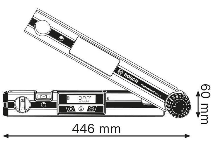 446mm Thước đo góc vuông điện tử Bosch GAM 220 446mm Thước đo góc vuông điện tử Bosch GAM 220