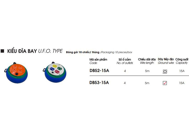 5m Ổ cắm điện kiểu đĩa bay 15A Lioa DB52-15A 5m Ổ cắm điện kiểu đĩa bay 15A Lioa DB52-15A