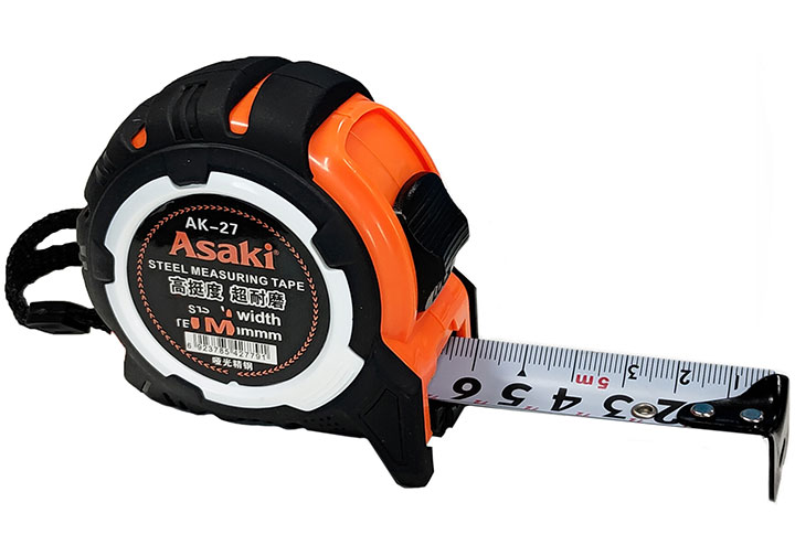 5mx25mm Thước cuộn thép nền trắng Asaki AK-2779 5mx25mm Thước cuộn thép nền trắng Asaki AK-2779