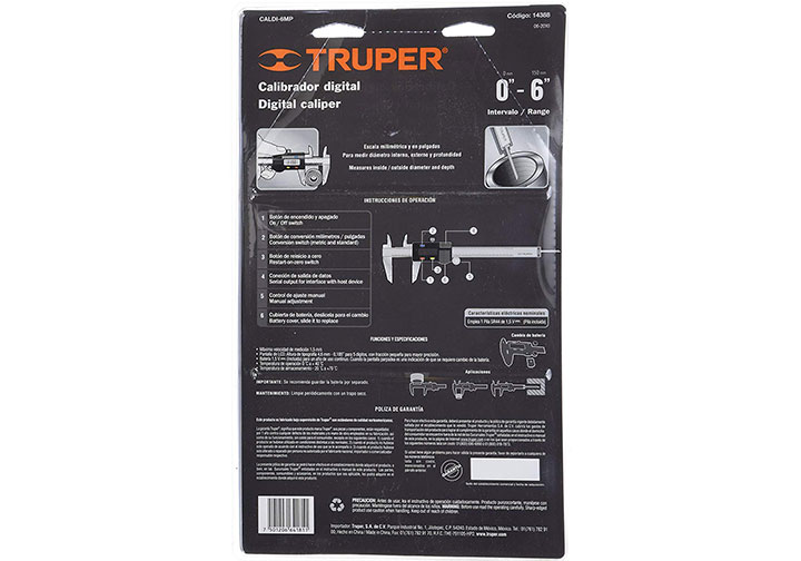 6" (150mm) Thước cặp điện tử Truper 14388 (CALDI-6MP) 6" (150mm) Thước cặp điện tử Truper 14388 (CALDI-6MP)