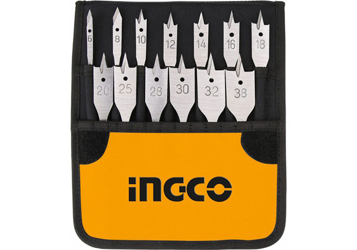 6-38mm Bộ 13 mũi khoan gỗ đầu dẹp INGCO AKD41301 6-38mm Bộ 13 mũi khoan gỗ đầu dẹp INGCO AKD41301